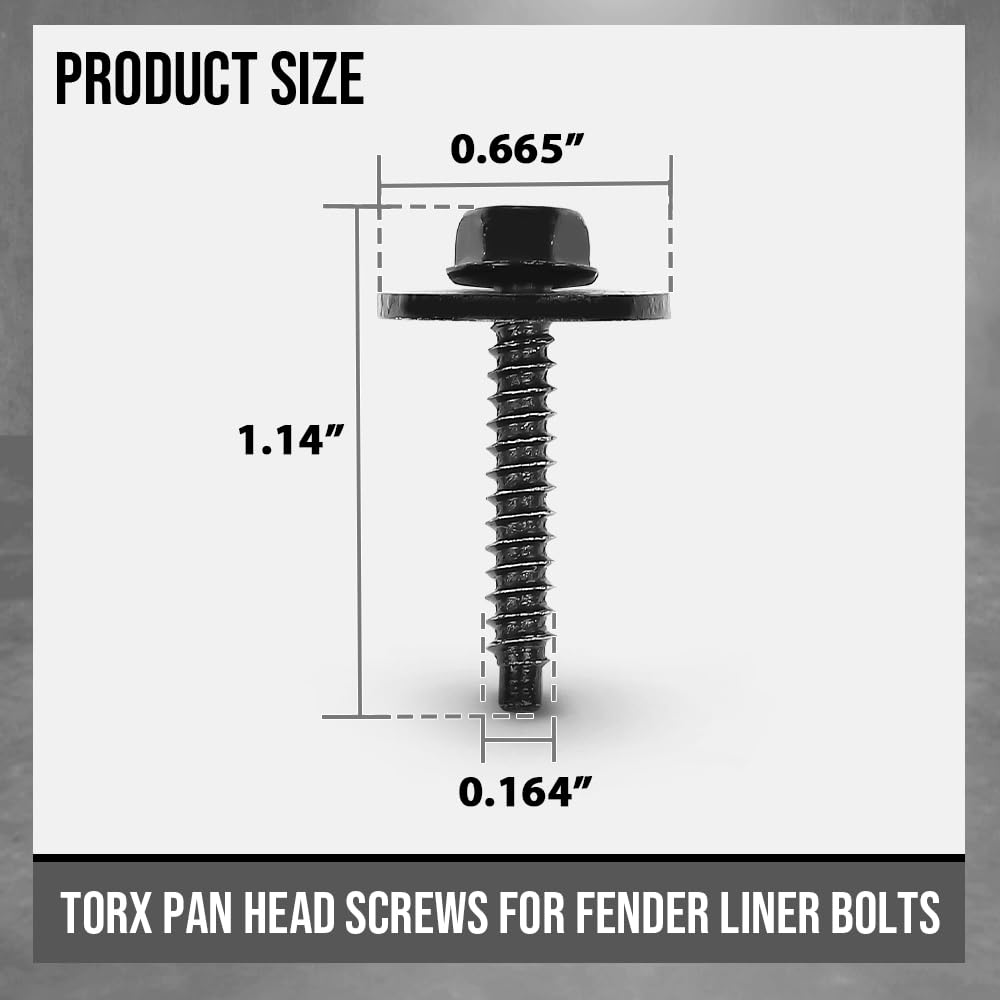 G-PLUS Fender Liner Bolts Compatible with 2008-2021 GMC Chevy Torx Pan Head Screw