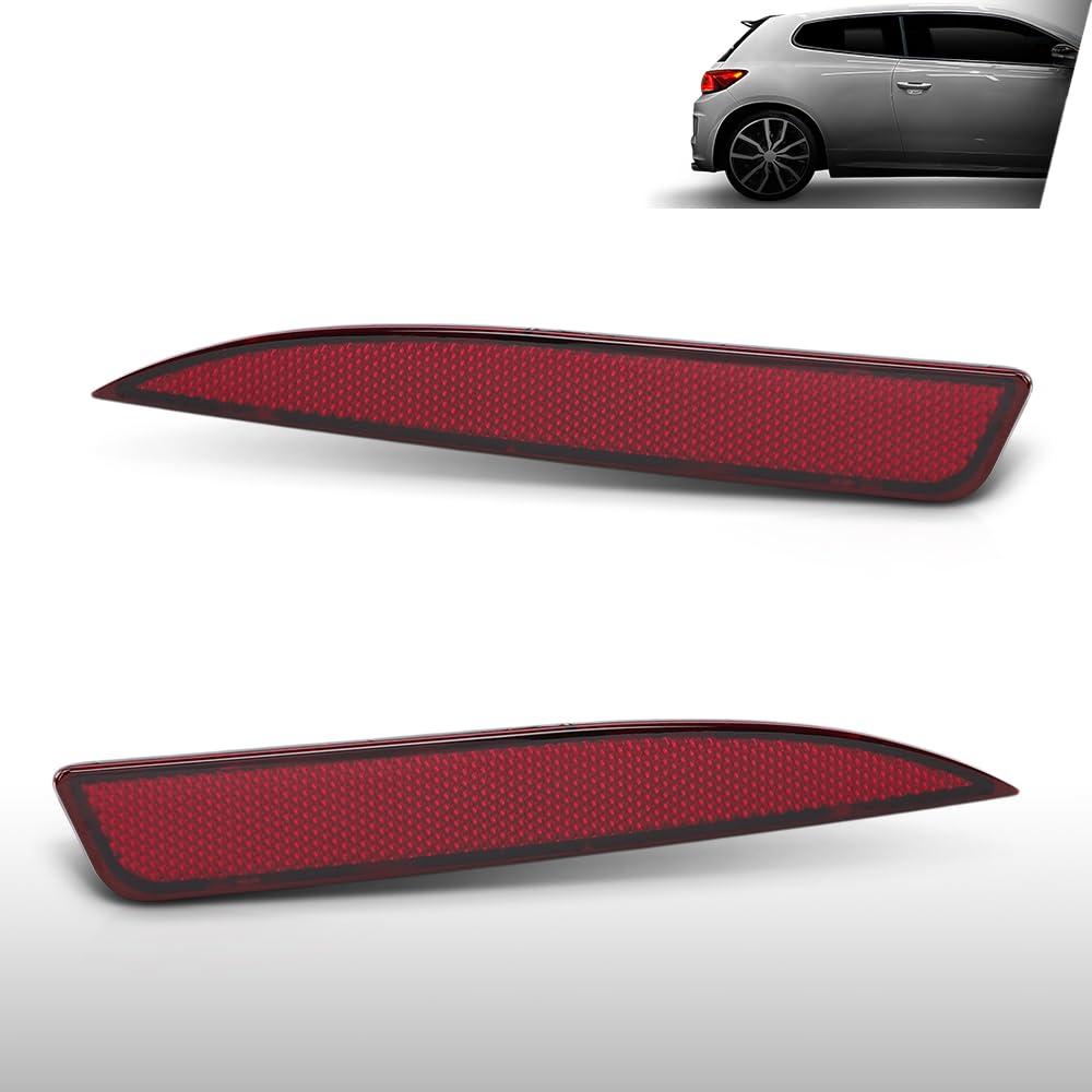 G-PLUS Rear Light Reflector Compatible with VW Scirocco 2009-2017 1K8945105B Red