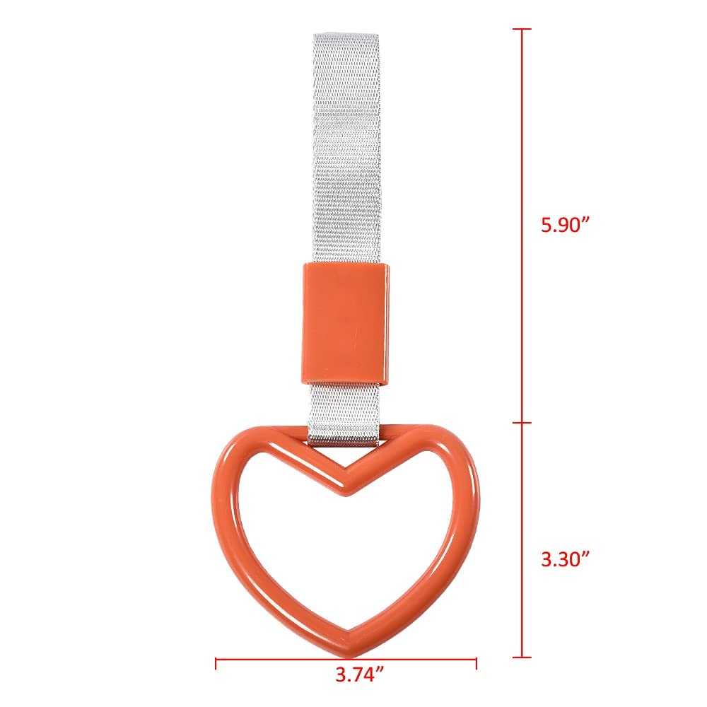G-PLUS JDM Tsurikawa Ring Heart Subway Train Bus Car Handle Hand Straps Drift Charm,Rear Bumper Warning Ring (Orange)