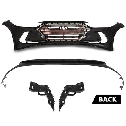 G-PLUS Front Bumper Cover Grille Set Compatible with Hyundai Elantra 2017-2018