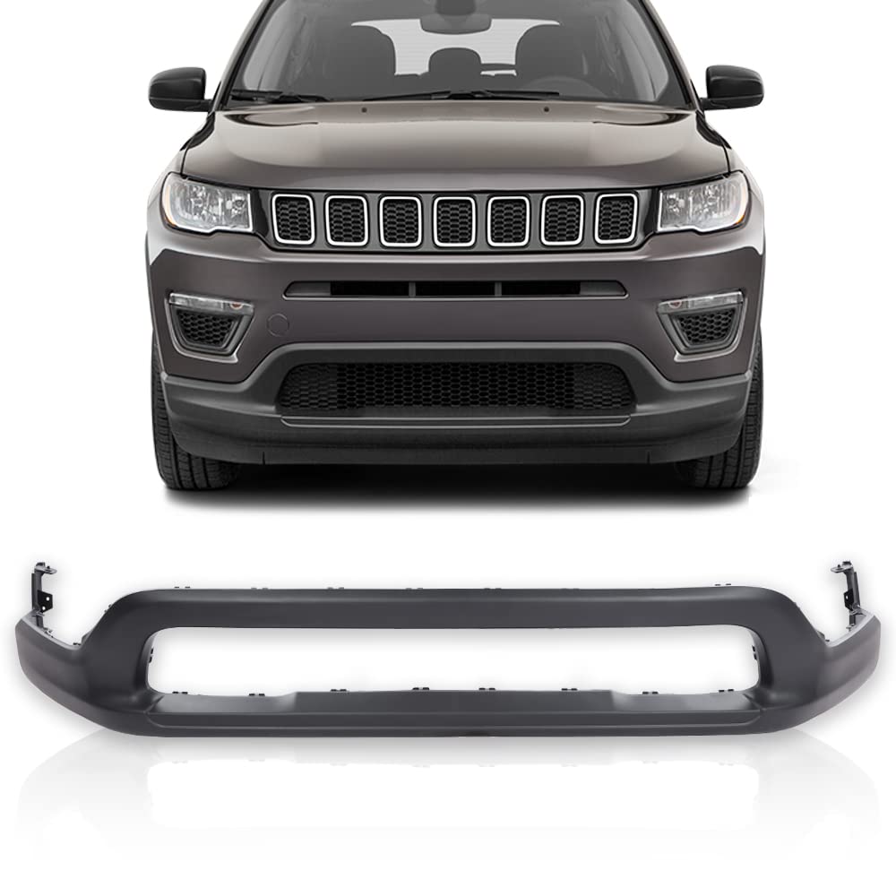 G-PLUS Primered Front Lower Bumper Cover Fascia Compatible with Jeep Compass 2017 2018 2019 2020 2021 Textured Dark Gray 5UQ11RXFAB CH1015131