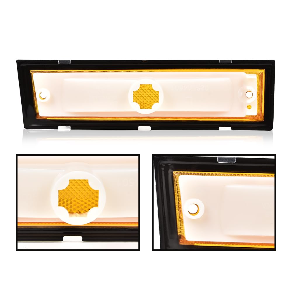 G-PLUS Pair Front Side Marker Lights Assembly Compatible With Chevy Blazer 1981-1991 /GMC Jimmy C/K R Pickup Side Chrome Bezel Marker Lamps Orange Lens 915557,91555