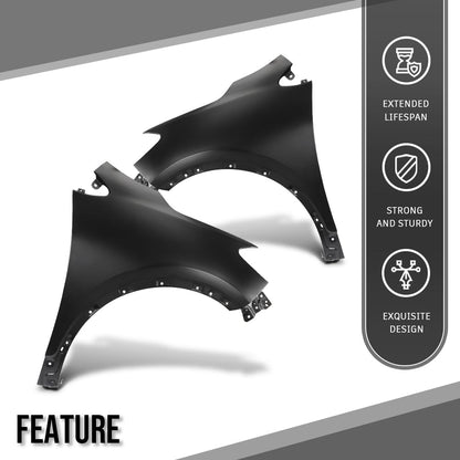 G-PLUS Front Left+Right Fender Primed Steel Compatible with Buick Encore (submodel: Base, Convenience, Leather, Premium) 2013-2016 without Turn Signal Light Hole 95031571, 95031570 Black