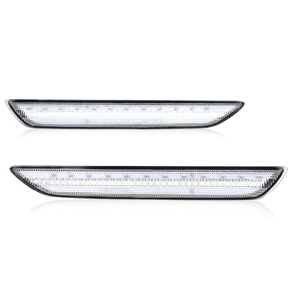 G-PLUS White LED Rear Side Marker Lights Lamps With Bulbs Compatible with Ford Mustang 2015-2022 FR3Z-15A201-A, FR3Z-15A101-A, FR3Z15A201A, FR3Z15A101A Pair Clear Lens