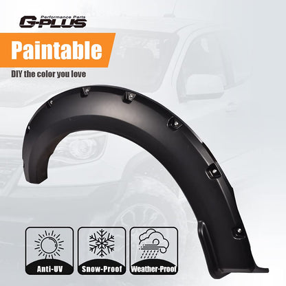 G-PLUS 4PCS Fender Flares Compatible with Ford F150 2015-2017 Styleside Models Only with 67.0" 78.8" 97.4" Bed Wheel Opening Molding Arch Trim, Smooth Riveted Style