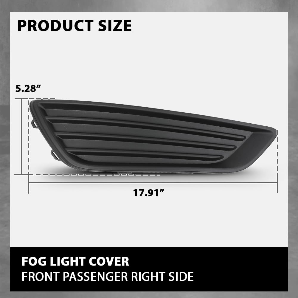 G-PLUS Front Right Fog Light Cover, Compatible with Ford Focus S 2015-2017/ Focus SE 2018, Passenger Side, F1EZ17B814A, FO1039150
