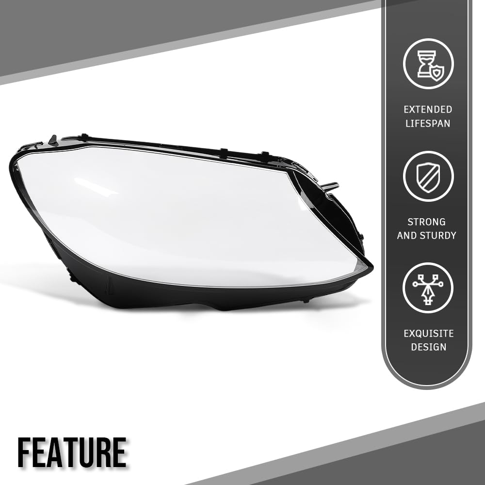 G-PLUS Headlight Lens Cover Compatible with Benz C-Class W205 2015-2017 A2059067403 Right Side Front Headlamp Lens Cover Clear