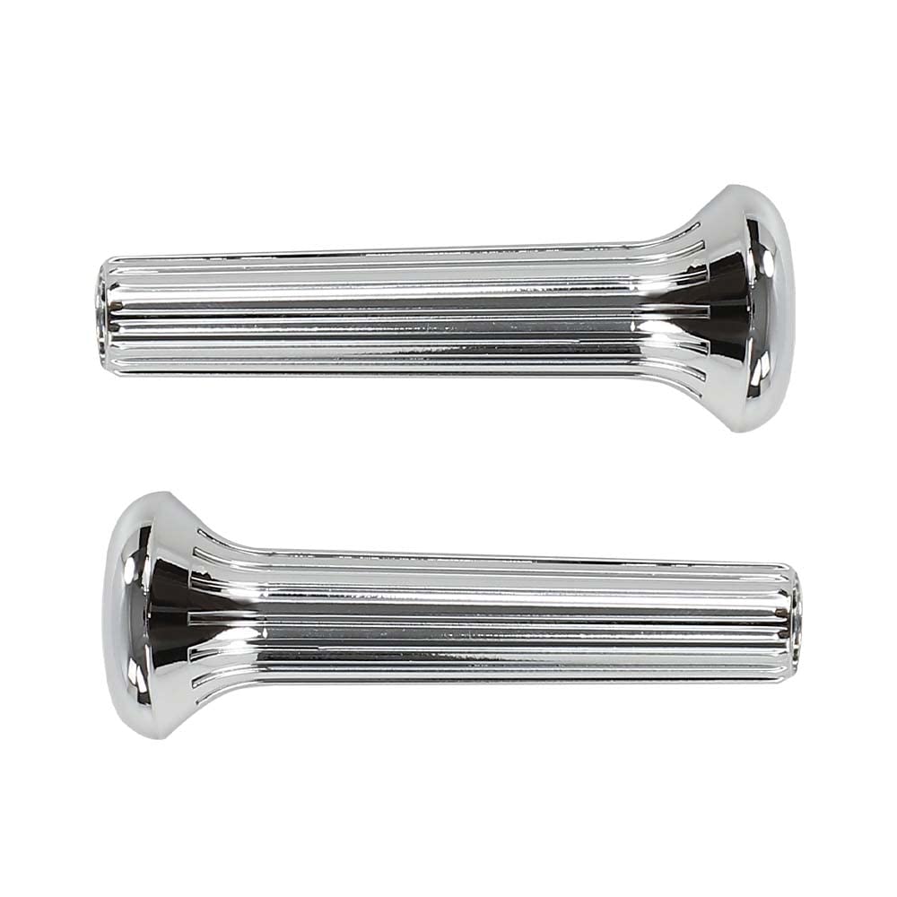 G-PLUS Cars Chrome Ribbed Door Lock Knobs Plastic - Pair Compatible with GM 1968 1969 1970 IN6727Z