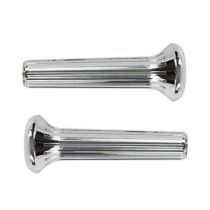 G-PLUS Cars Chrome Ribbed Door Lock Knobs Plastic - Pair Compatible with GM 1968 1969 1970 IN6727Z