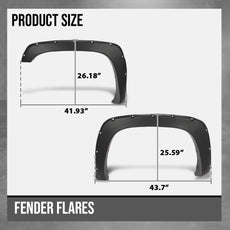 G-PLUS Fender Flares Pocket Riveted Compatible with Dually Step Side Models Smooth Black Side View