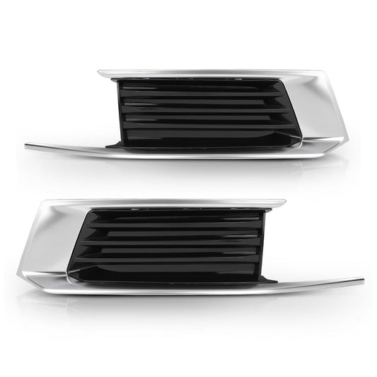 G-PLUS Fog Light Covers Bezels Trim Set Pair Front Compatible with Cadillac XTS 2018-2019 Chrome Black