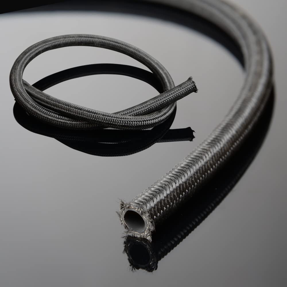 G-PLUS Stainless Steel Oil/Fuel Hose & Fitting Hose End Adaptor Kit,Transmission Gas Oil Fuel Line Fittings Kit 5 Meter Universal Replacement (4AN, Black)