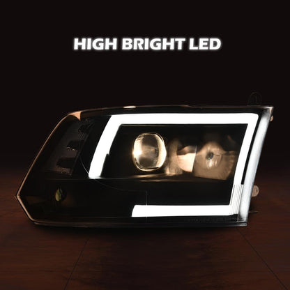 G-PLUS LED DRL Headlights Fit Dodge Ram 1500 2500 3500 2009-2012(New Body), Not Fit Dual Beam, Clear Lens Black Housing Clear Reflector Bumper Headlamps, faros delanteros Assembly
