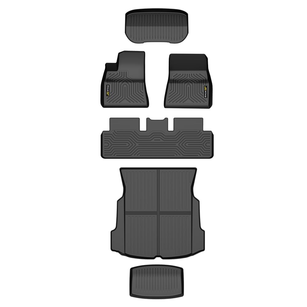 G-PLUS 6PCS Cargo Liners Fit 2017-2023 Tesla Model 3,Floor Liners & Trunk Mats 1st & 2nd & 3rd Row,All Weather Full Cover Protection TPE Car Mats Black
