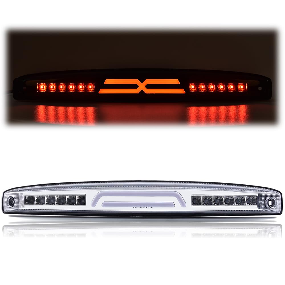 G-PLUS Brake Lights Assembly Compatible with Dodge Ram 2003-2006 2500 3500 3D Led Rear Center Tailgate Lamp Brake Light (Clear lens Clear Bottom)
