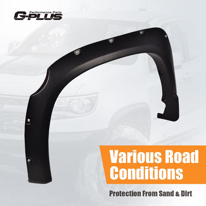 G-PLUS 4PCS Fender Flares Compatible with Toyota Tundra 2014-2020 66.7" / 78.7" / 97.6" Bed Length Wheel Cover Protector Vent Trim, Smooth Riveted Pocket