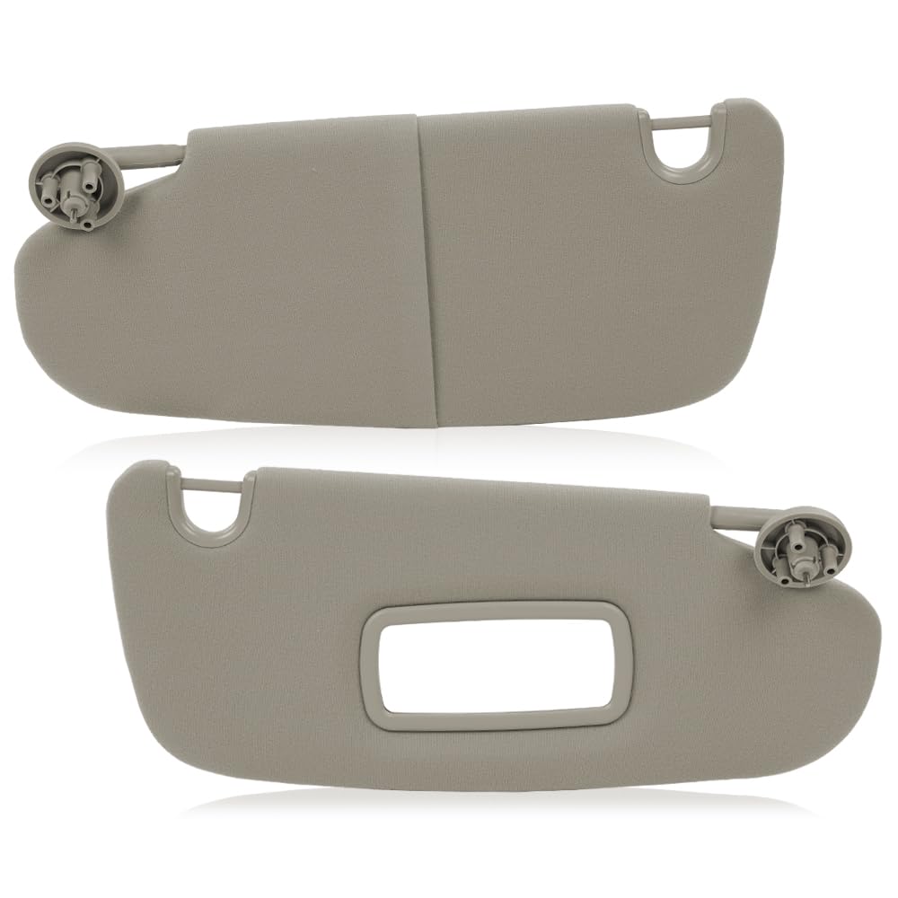 G-PLUS Beige Sun Visor LH Driver & RH Passenger Side 1 Pair Compatible with 2002-2009 Dodge Ram 1500 2500 3500 (Only the Passenger Side with a Mirror)