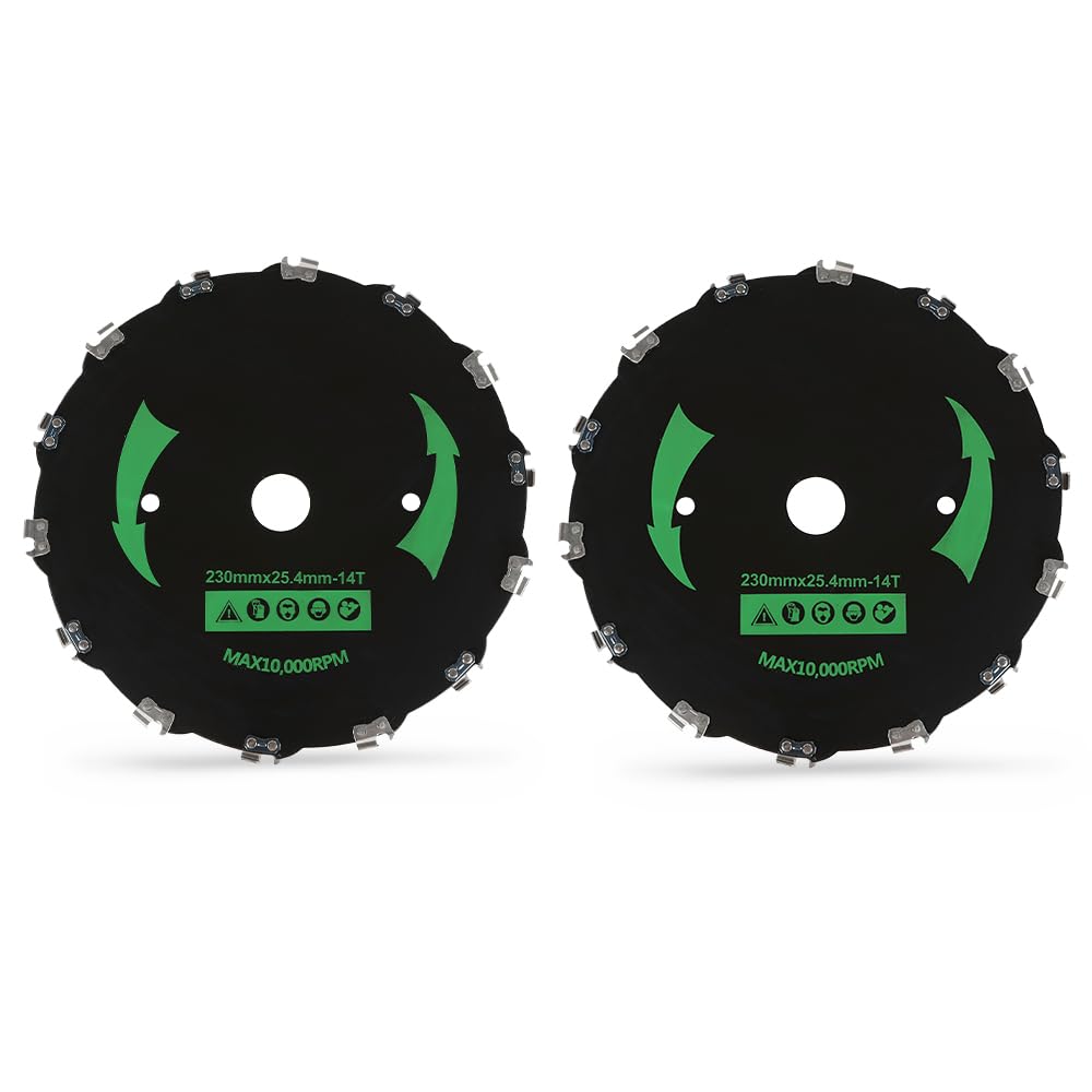 G-PLUS 9-Inch 2PCS Chainsaw Brush Blade 14-Tooth Fit Cutter Trimmer Head Weed Mower Saw Blade Black