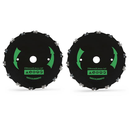 G-PLUS 9-Inch 2PCS Chainsaw Brush Blade 14-Tooth Fit Cutter Trimmer Head Weed Mower Saw Blade Black
