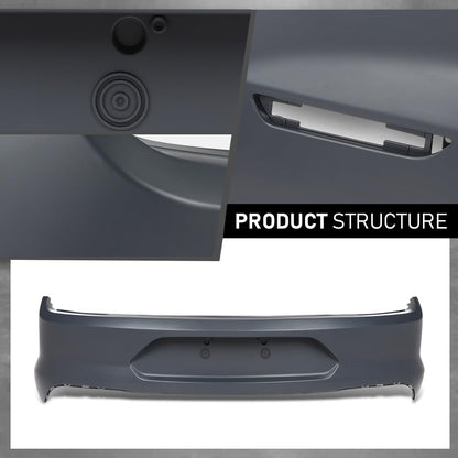 G-PLUS Rear Bumper Cover w/o Holes Compatible with Ford Mustang 2018-2023, Fit Models Without Park Assist Sensor Hole, Not Fit Shelby Models, 187-10330, JR3Z17K835APTM, FO1100736