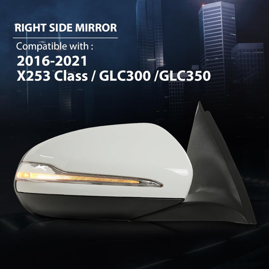 G-PLUS Rear View Mirror w/Blind Spot Right Passenger Side Compatible with Benz X253 Class GLC300 GLC350 2016-2021 2538101416 2538103500 White
