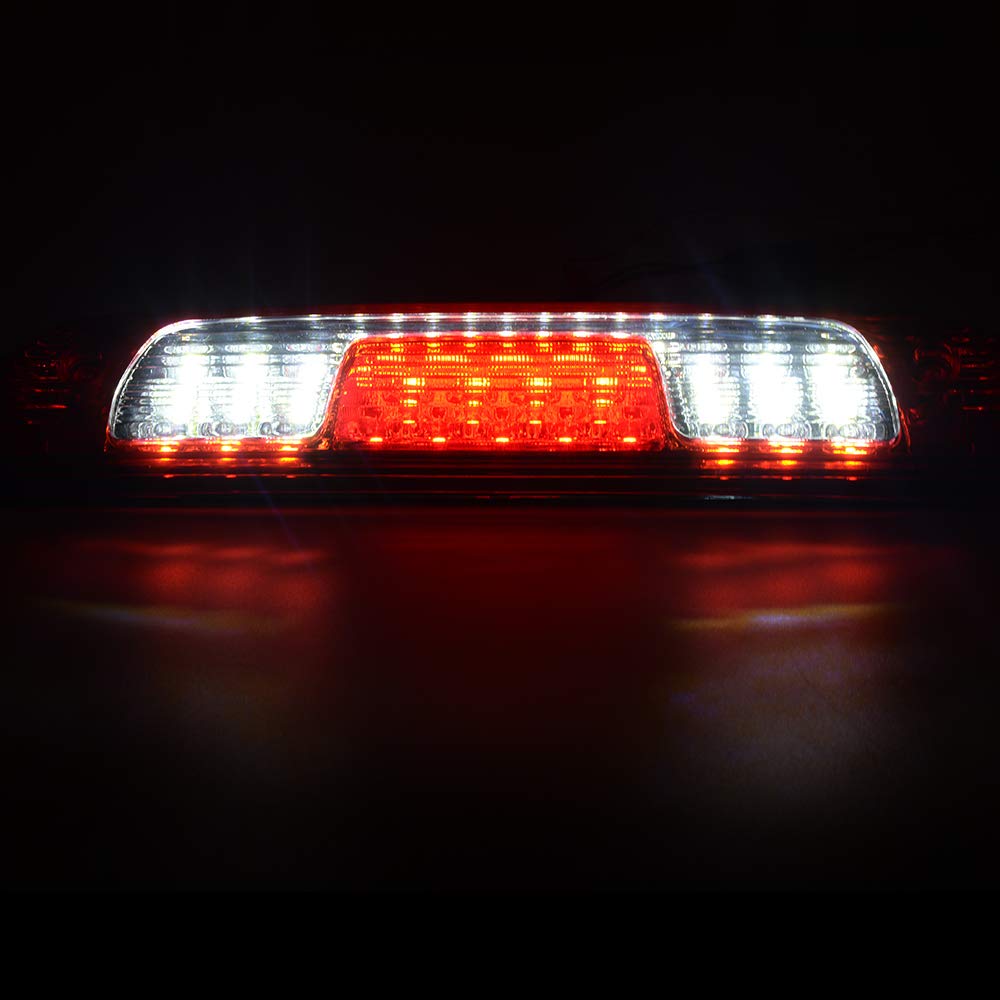G-PLUS Rear LED Third Brake Light Compatible With 2014-2018 Chevy Silverado/GMC Sierra1500/2500HD/3500,3RD Cargo Led Tail Lamps Chrome Housing,Red Clear Lens