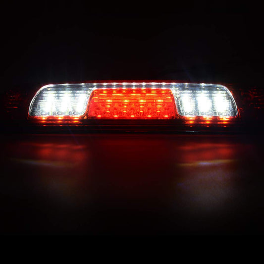 G-PLUS Rear LED Third Brake Light Compatible With 2014-2018 Chevy Silverado/GMC Sierra1500/2500HD/3500,3RD Cargo Led Tail Lamps Chrome Housing,Red Clear Lens