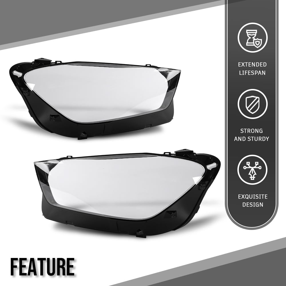 G-PLUS Headlight Lens Cover Compatible with Benz GLE W167 2020-2023 Left & Right Front Headlamp Lens Cover Clear