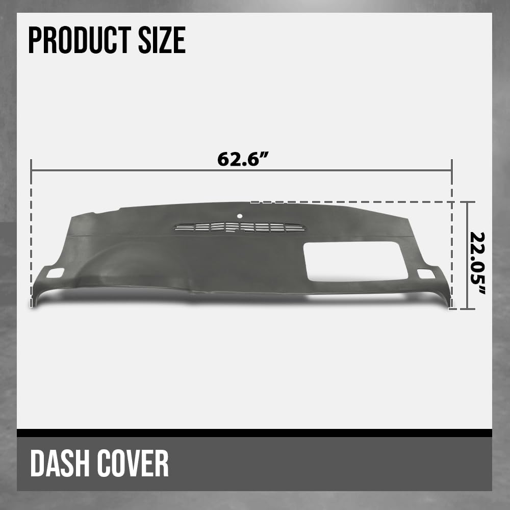 G-PLUS TPE Dash Board Instrument Panel Cover Compatible with Chevy Avalanche/Tahoe/Suburban/Silverado 2007-2014 GMC Yukon/Yukon/Sierra 2007-2014 Fit Models without Dash Speaker & Amp Gray