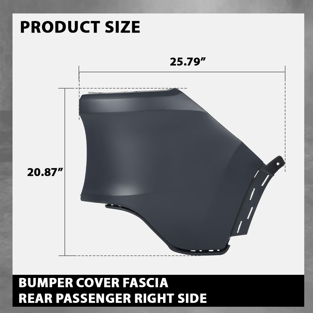 G-PLUS Rear Bumper Cover Fascia Passenger Right Side Compatible with Jeep Cherokee 2014-2018 Black