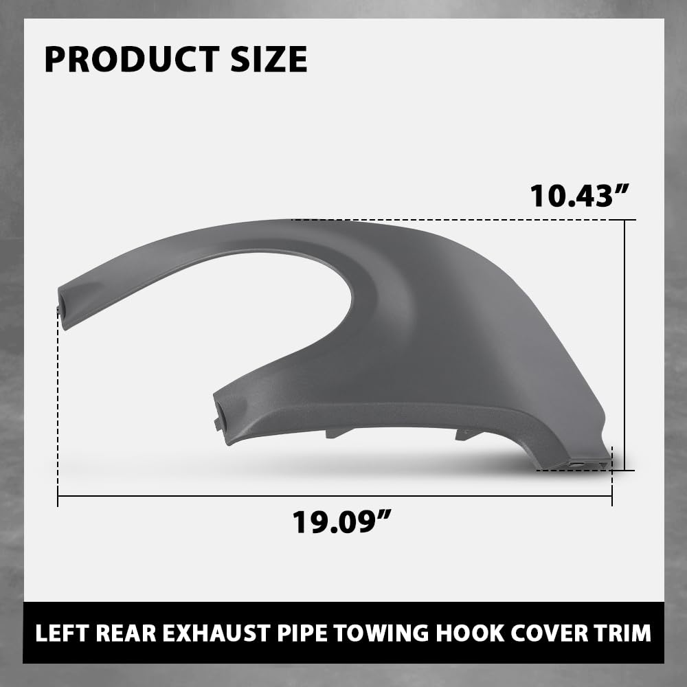 G-PLUS Left Rear Exhaust Pipe Towing Hook Cover Trim Compatible with Range Rover Evoque 2012-2018 Without Sport Type