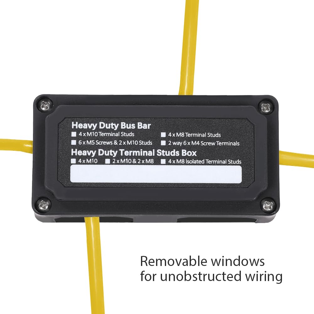 G-PLUS Nylon 30 Fiberglass Black Distribution Box 12 Terminal Ground Power Distribution Junction Block Kit 12V 100A