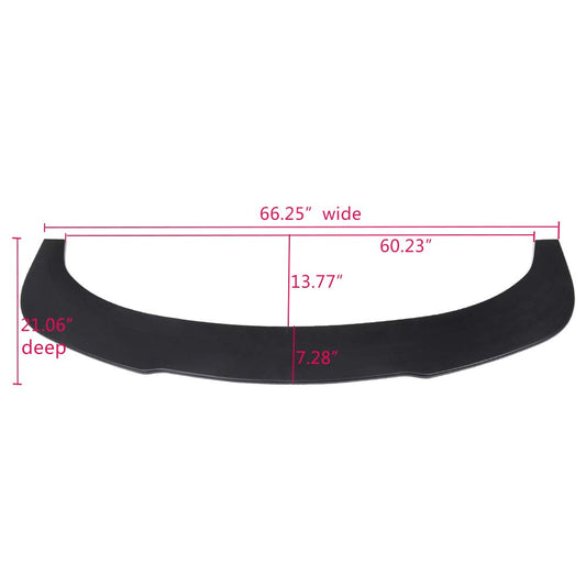 Universal Valance V2 PU Front Bumper Lip Flat Splitter Plate Under Panel Diffuser Chin Spoiler Compatible for BMW E60 Benz C250 C300 (Measure Your Bumper Before Purchase - 66" L x 21" D)