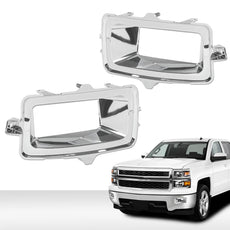 G-PLUS Fog Light Trim Set for Chevy Silverado 1500 2014-2015 Chrome Front View