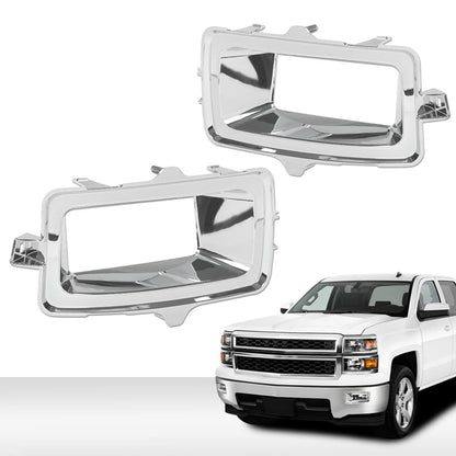 G-PLUS Fog Light Trim Set Compatible with Chevy Silverado 1500 High Country, LT, LTZ, WT 2014-2015/ Silverado 1500 LS, SSV 2015 Left&Right Chrome Silver 22944879, 22944880