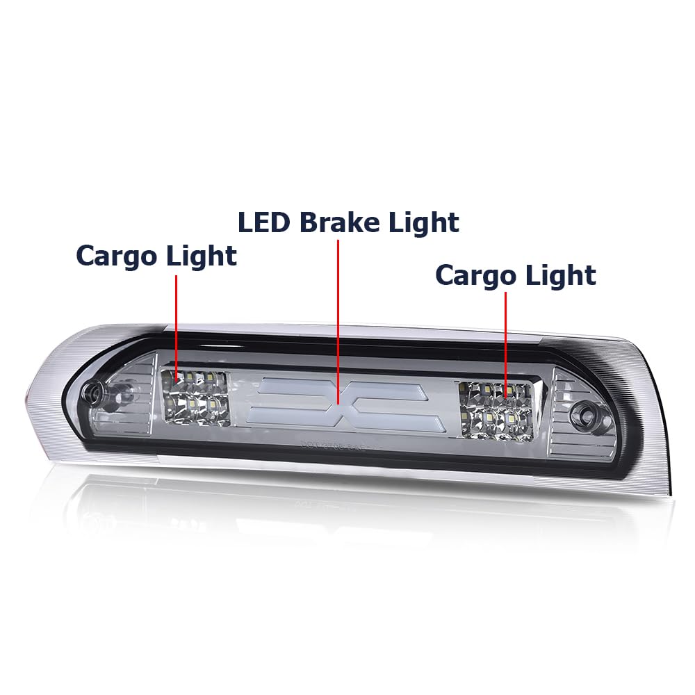 G-PLUS LED Third Brake Light Compatible With 02-09 Dodge RAM, 3RD LED Bar Brake/Cargo Light,Type X (Smoky lens Chrome Housing Amber Reflector)