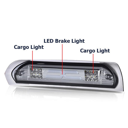 G-PLUS LED Third Brake Light Compatible With 02-09 Dodge RAM, 3RD LED Bar Brake/Cargo Light,Type X (Smoky lens Chrome Housing Amber Reflector)