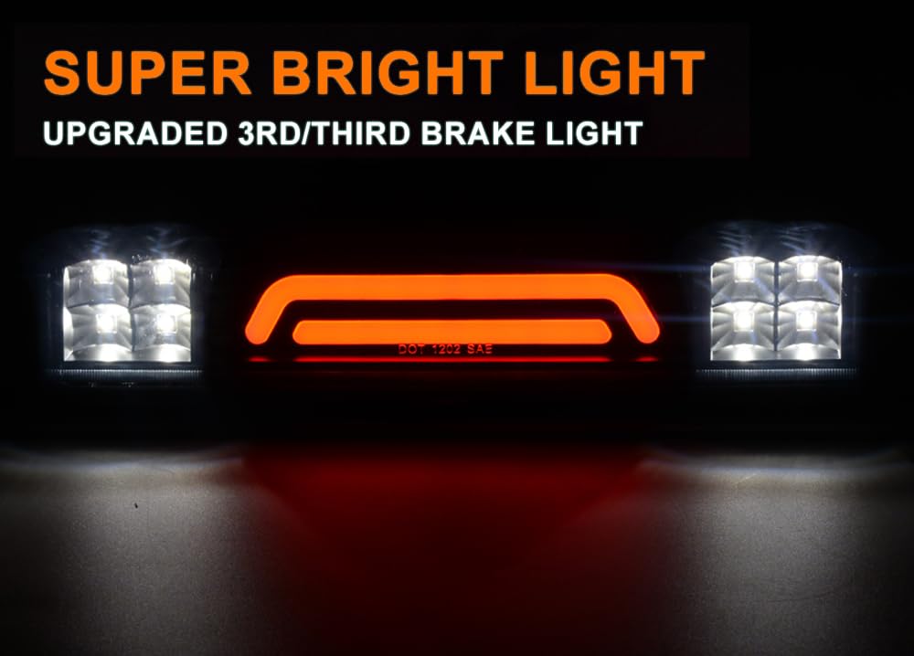 G-PLUS Rear LED Third Brake Light Compatible with 2004-2008 Ford F150 Lobo/2006-2008 Lincoln Mark LT/2007-2010 Ford Explorer Sport Trac 3RD Cargo Led Tail Lamps (Smoky Lens Black Housing)