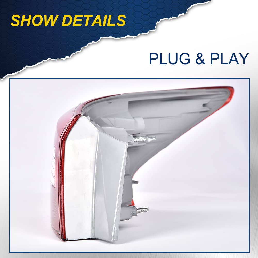 G-PLUS Tail Light Replacement For 2016 2017 2018 Nissan Sentra S/SR/SL/SV/FE+S/SR Turbo 4-Door Sedan 4Cyl 1.6L/1.8L Automotive Outer Brake Rear LED Lamp,Driver Side (Left) Luces TraserasAssembly