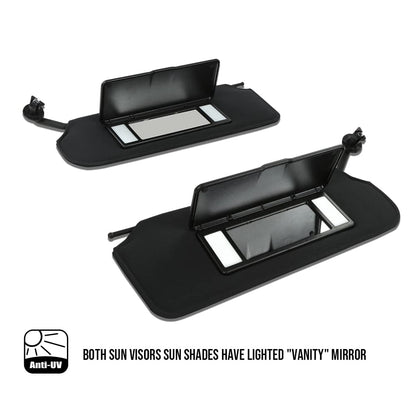 G-PLUS Black Plastic Sun Visor Vanity Mirror Sunvisors Shaded Compatible with Chevy C5 Corvette (8 Cyl, 5.7L) 1997-2004 10442033 10442034 1Pair Sunshading Board