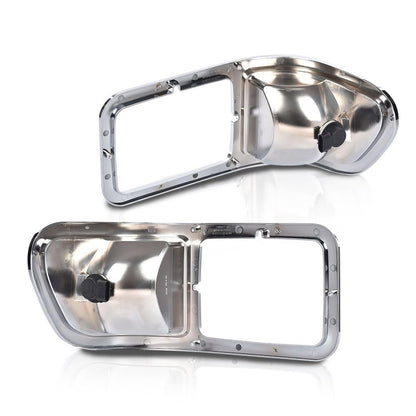 G-PLUS Front Headlight Bezels Compatible with Ford F650 F750 2000-2015 FO2520196, FO2521196, YC3Z13201AA, YC3Z13200AA Chrome Finish Headlamp Trim Frame