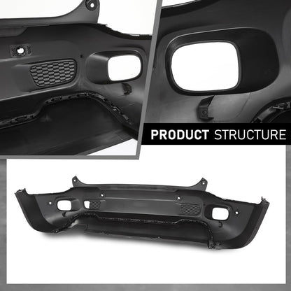 G-PLUS Rear Bumper Cover Compatible with Jeep Renegade 2015-2023, Fit Models w/Park Assist Sensor Holes Only, CH1100A16, 187-01718E, Primed Black