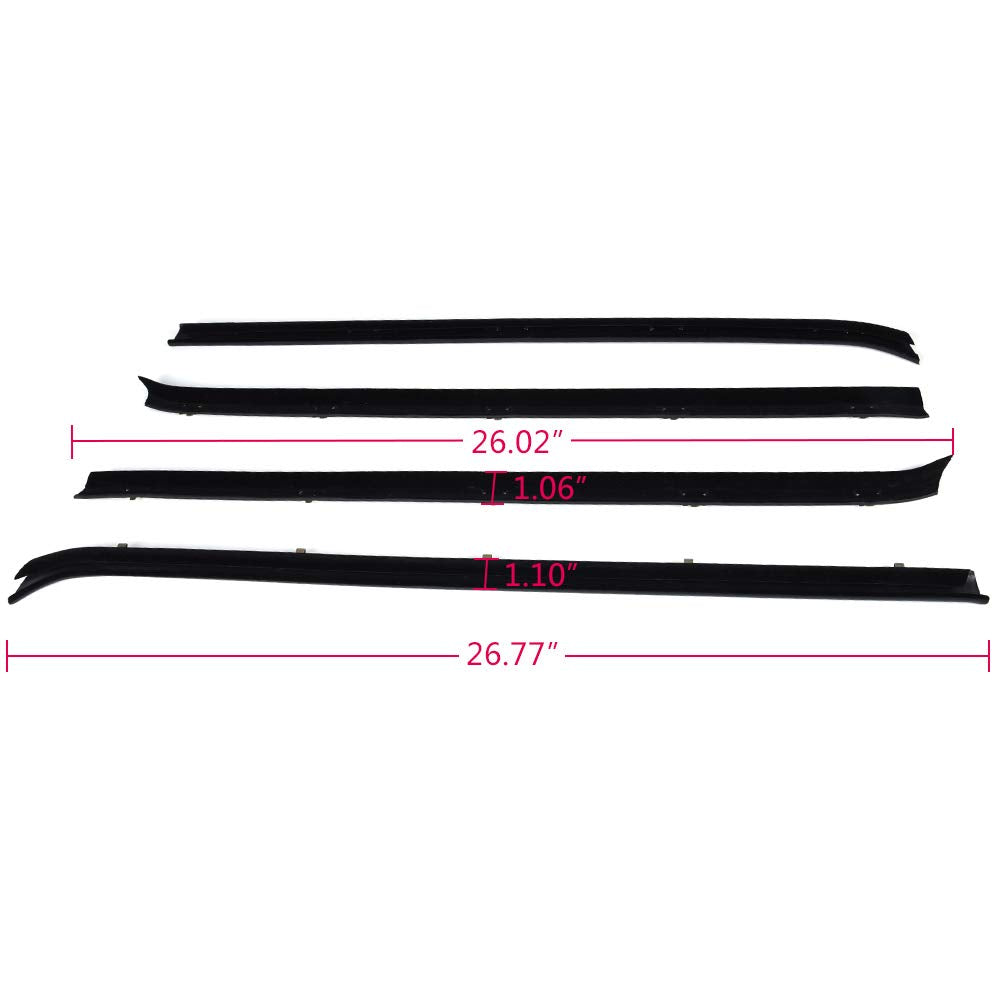 G-PLUS Weatherstrip Window Seal Car Window Moulding Trim Compatible with Chevy GMC Pickup Truck 1981-1986 Black Set of 4 Door Window Moulding Trim Weatherstrip Seal Belt FO1930104 FO1930103