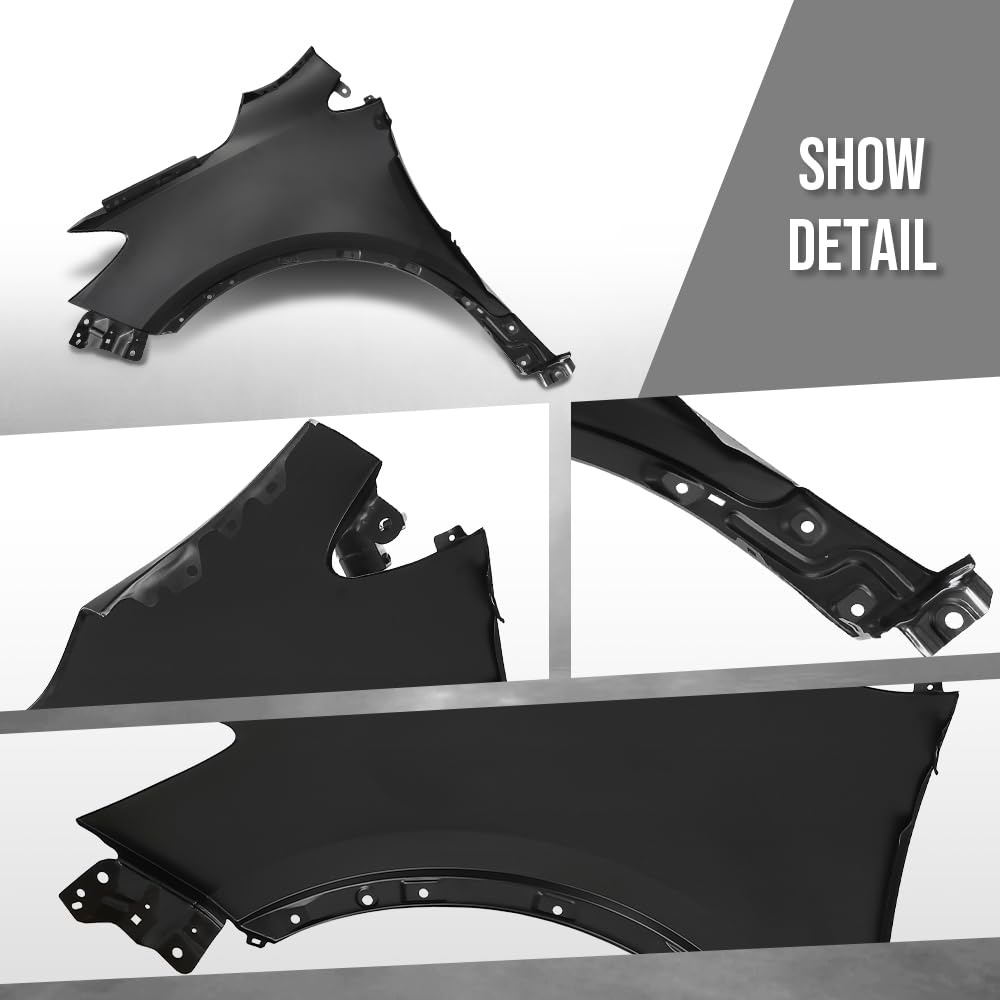 G-PLUS Front Left+Right Fender Primed Steel Compatible with Buick Encore (submodel: Base, Convenience, Leather, Premium) 2013-2016 without Turn Signal Light Hole 95031571, 95031570 Black