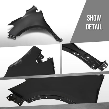G-PLUS Front Left+Right Fender Primed Steel Compatible with Buick Encore (submodel: Base, Convenience, Leather, Premium) 2013-2016 without Turn Signal Light Hole 95031571, 95031570 Black