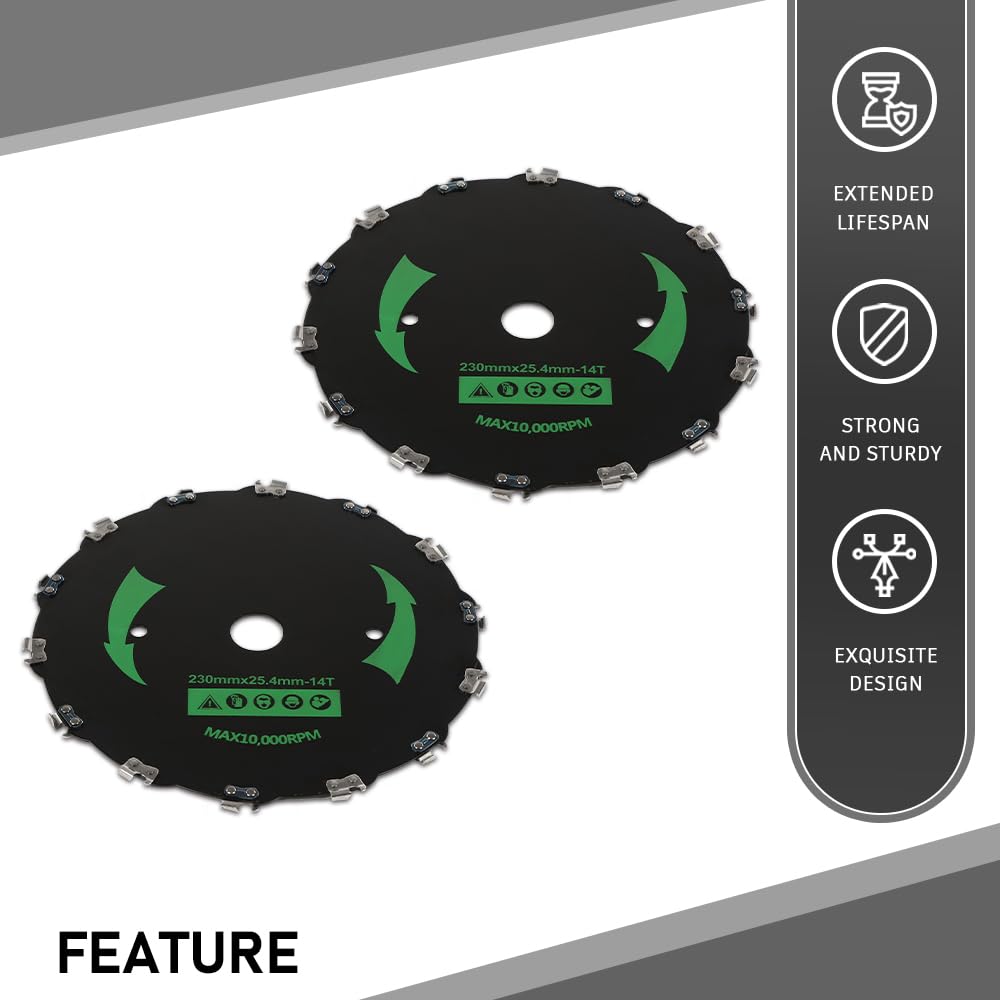 G-PLUS 9-Inch 2PCS Chainsaw Brush Blade 14-Tooth Fit Cutter Trimmer Head Weed Mower Saw Blade Black