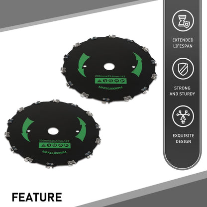 G-PLUS 9-Inch 2PCS Chainsaw Brush Blade 14-Tooth Fit Cutter Trimmer Head Weed Mower Saw Blade Black