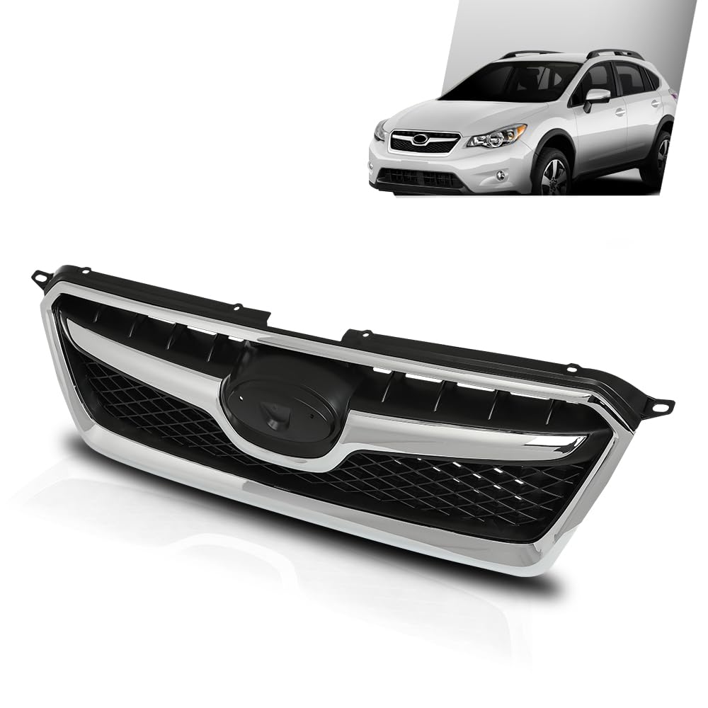 G-PLUS Front Black Chrome Bumper Grille Assembly Compatible with Subaru XV Crosstrek 2013-2015 91122FJ020