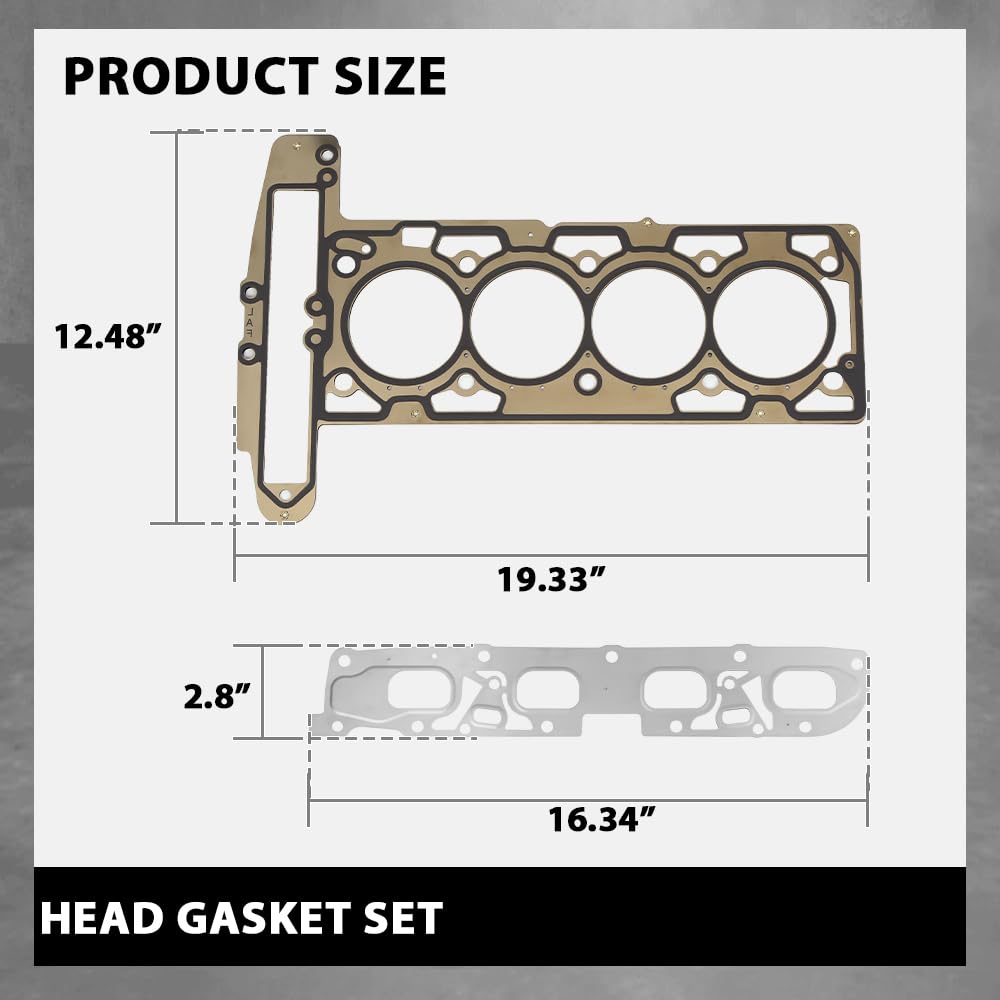 G-PLUS Head Gasket Set Compatible with Buick Allure Lacrosse Regal Verano 2.4L 2010-2017,Fit Chevy Captiva Sport Equinox Impala Malibu Orlando Terrain 2.4L 2010-2017 HS26517PT, HS54874