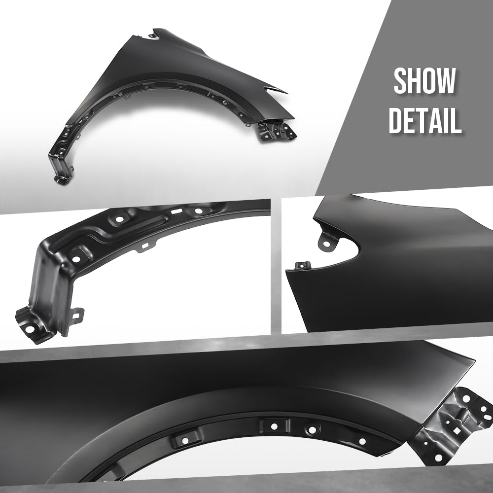 G-PLUS Front Fender RH Right Passenger Side Compatible with Buick Encore (submodel: Base, Convenience, Leather, Premium) 2013-2016 without Turn Signal Light Hole 95031570, GM1241382 Black